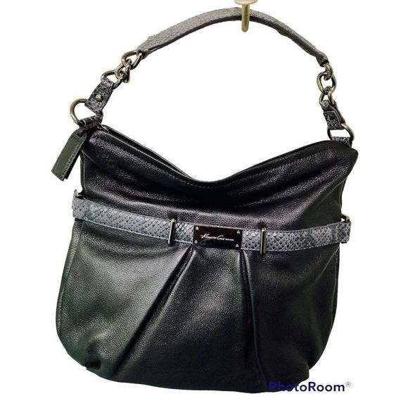Kenneth Cole Leather Black Shoulder Tote Hobo Style Bag EXCELLENT - Picture 1 of 17